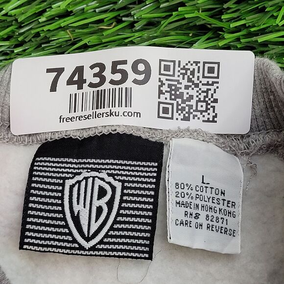Vintage Warner-Bros Cropped Sweatshirt Large 24x24 Gray Crew - Picture 7 of 14